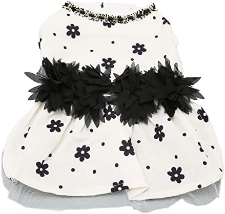 Köpek Parti Elbise Sevimli Köpek Elbise Moda Yumuşak Siyah Çiçek Pet Prenses Elbise Yaz Plaj Fotoğrafçılığı (M)