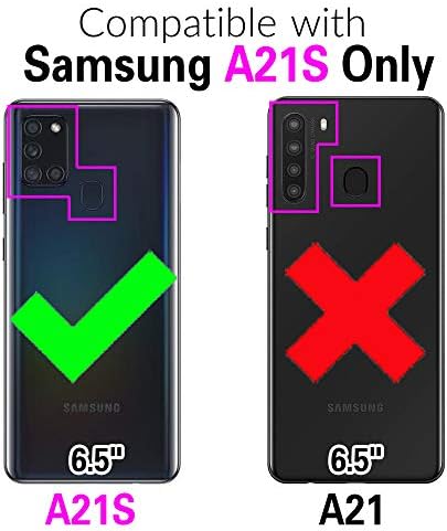 Asuwish Samsung Galaxy A21S Cüzdan Kılıf ve Temperli Cam Ekran Koruyucu ile uyumlu açılır deri kılıf Kredi kartı tutucu