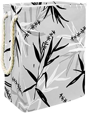 Fırça Bambu Yaprakları ve Çiçek Oryantal Tarzı Tasarım 300D Oxford PVC Su Geçirmez Giysi Sepeti Battaniyeler için