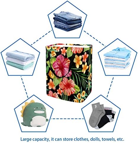 Tropikal Çiçek Çiçek Baskı Katlanabilir çamaşır Sepeti, 60L Su Geçirmez çamaşır sepetleri Çamaşır Kutusu Giysi Oyuncak