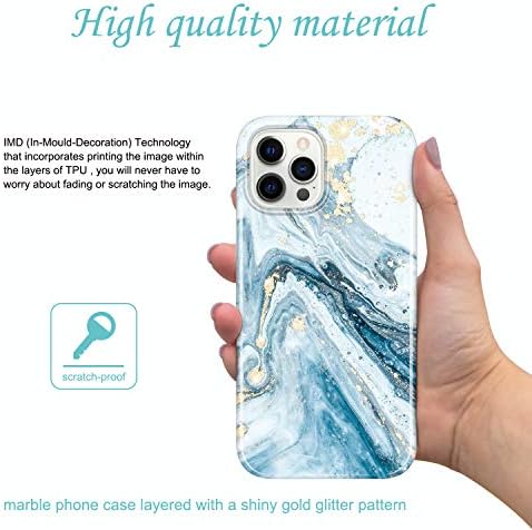 JİAXİUFEN Altın Sparkle Glitter Kılıf iPhone ile Uyumlu 12 Pro Max Mermer Tasarım İnce Darbeye Dayanıklı TPU Yumuşak