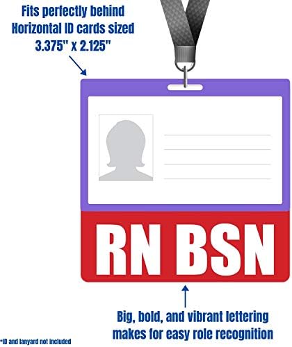 RN BSN Badge Buddy (Mavi) - bsn'li Kayıtlı Hemşireler için Yatay Ağır Hizmet Tipi Rozet Etiketleri - Çift Taraflı