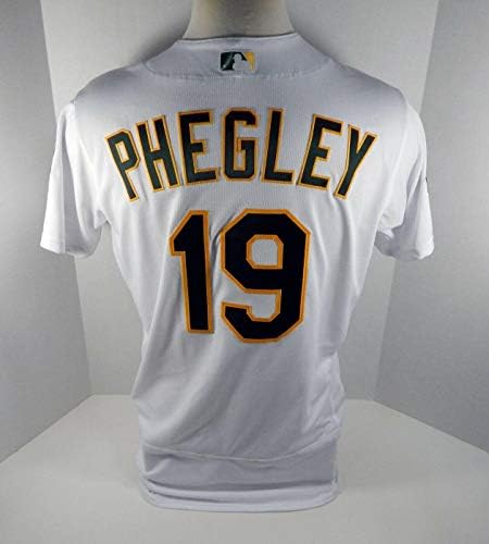 2019 Oakland Atletizm Josh Phegley 19 Oyun Yayınlanan Beyaz Forma 150 & PS P 1384-Oyun Kullanılmış MLB Formaları