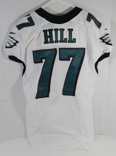 2015 Philadelphia Eagles Alfy Hill 77 Oyunu Yayınlandı Beyaz Forma 44 725-İmzasız NFL Oyunu Kullanılmış Formalar