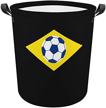Brezilyalı Futbol Futbol Bayrağı çamaşır sepeti Katlanabilir Çamaşır Sepeti çamaşır kutusu saklama çantası Kolları