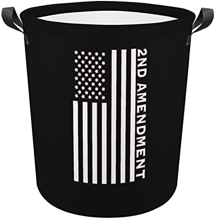 2nd Değişiklik Amerikan Bayrağı çamaşır sepeti Katlanır Çamaşır Sepeti çamaşır kutusu saklama çantası Kolları ile