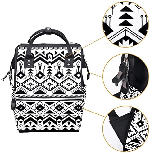 GUEROTKR Seyahat Sırt çantası, Bebek Bezi Çantası Sırt Çantası, bebek bezi sırt çantası, Retro Beyaz Siyah Geometrik