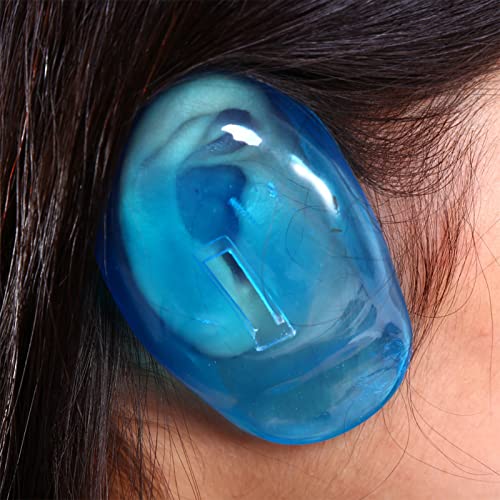 2 adet Mavi kulak koruyucu Kalkan Anti Boyama Plastik Koruma Korur Earmuffs Boya Kuaförlük Banyo Duş Su Geçirmez Kulak