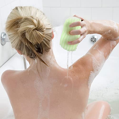 Homoyoyo Banyo Scrubber 2 adet Duş Kadın Çocuklar için Exfoliator Asılı Yeşil Vücut Spa Yatıştırıcı Sünger İle Erkekler