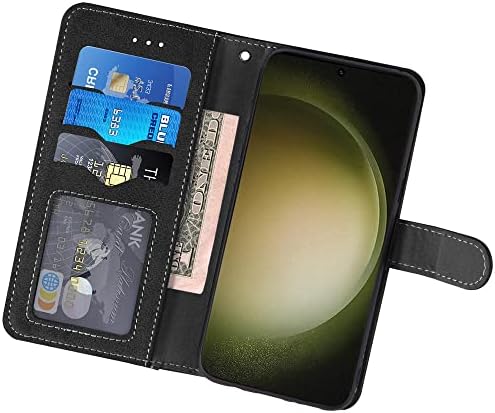 Asuwish ile Uyumlu Samsung Galaxy S23 Ultra 5G Cüzdan Kılıf ve Temperli Cam Ekran Koruyucu Kapak kart tutucu Standı