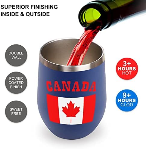 Kanada Mapple Bayrağı Tumbler Kupası Vakum Yalıtımlı Fincan Paslanmaz Çelik Kahve Seyahat Kupa Şişe 12 OZ kapaklı