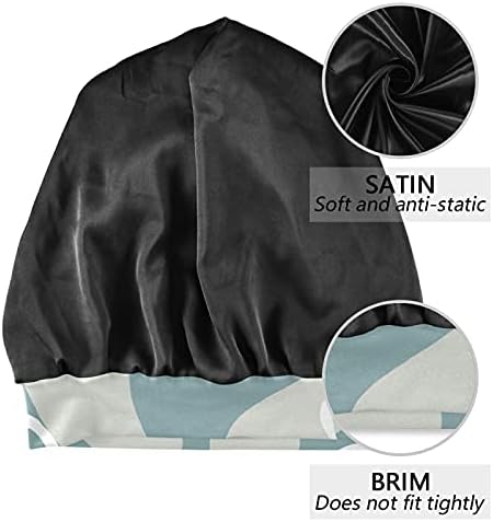 Kafatası Kap Uyku Kap Çalışma Şapka Bonnet Beanies Kadınlar için Gri Çizgili Geometrik Ekose Patchwork Vintage Uyku