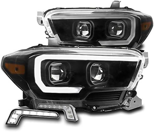 ZMAUTOPARTS Sıralı Projektör Farlar Siyah w / 6.25 Beyaz DRL ile Uyumlu -2023 Toyota Tacoma SR / SR5