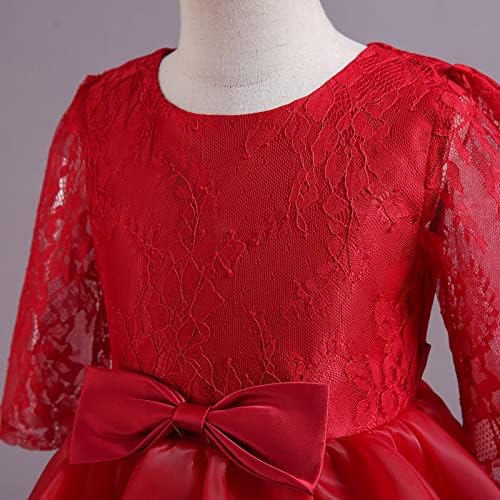 Çiçek Kız Elbise Uzun Kollu Fırfır Tül balo elbisesi Çocuklar için Zarif Düğün Pageant Prenses Parti Maxi Elbise