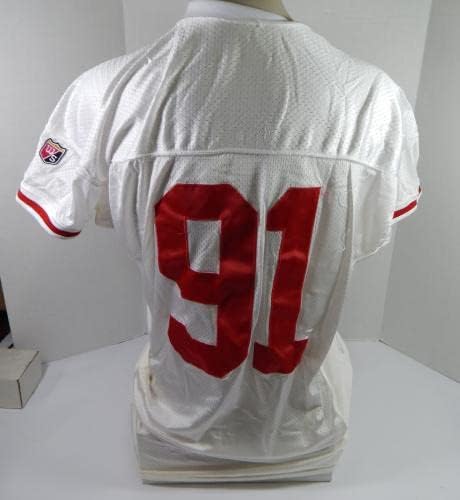 1995 San Francisco 49ers Alfred Williams 91 Oyun Verilmiş Beyaz Forma 50 DP32934-İmzasız NFL Oyunu Kullanılmış Formalar