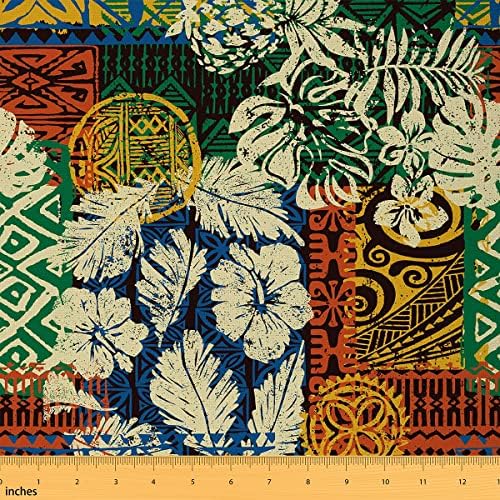Boho Çiçek Kumaş Yard tarafından, Egzotik Yapraklar Döşemelik Kumaş, Dini Hint Dekoratif Kumaş, Renkli Bohemian Damga