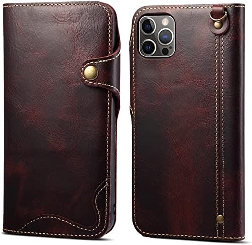 KGFCE iPhone için kılıf 14/14 Artı/14 Pro / 14 Pro Max, hakiki deri flip cüzdan Kapak, kart tutucu ile TPU İç Kabuk