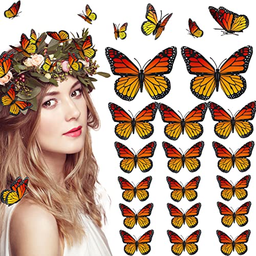 36 Adet 4 Boyutu Monarch Kelebek Saç Klipleri 3D Simülasyon Kelebek Saç Tokalarım Kelebek Şapkalar Klipler Kadınlar