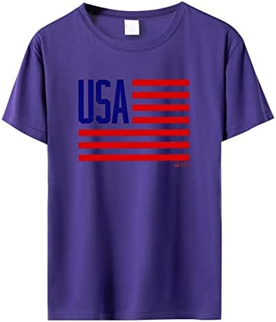 Sonbahar Tees Kadınlar için kadın Bağımsızlık Günü Baskı Kısa Kollu T Shirt ABD Bayrağı Üstleri Aktif Ceket Kadın