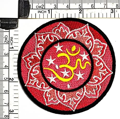 Kleenplus Daire Kırmızı Lotus Aum Om Ohm Hinduizm Yoga Yamalar Sticker Sanat Yama Işareti Sembol Kostüm T-Shirt Ceketler