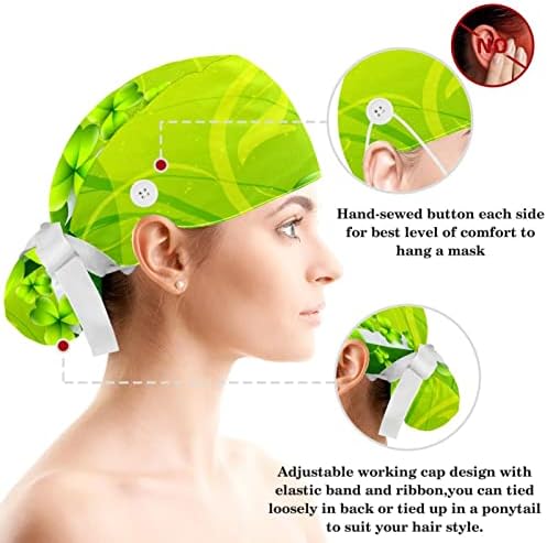 Düğmeli Kabarık Bodur Şapkalar Ter Bandı ve Saç Bandı Cerrahi Kabarık Kapaklar Kadınlar için, Bira Neon Tarzı St Patrick