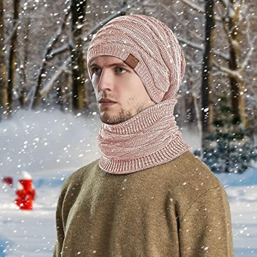 Unisex Hımbıl Şapka Eşarp Seti Sıkı Kafatası Bere Şapka Polar boyun eşarbı Erkekler ve Kadınlar Bere Şapka Eşarp 2