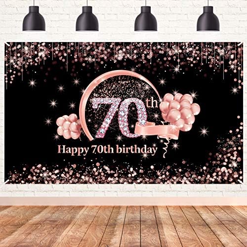 Lnlofen 70th Doğum Günü Afiş Süslemeleri Zemin Kadınlar için, Ekstra Büyük 70 Yaşındaki Doğum Günü Partisi Dekor Malzemeleri,