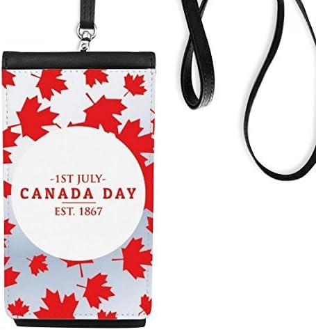 Kanada Günü 4 Temmuz EST 1867 Akçaağaç Telefon Cüzdan çanta Asılı Cep Kılıfı Siyah Cep