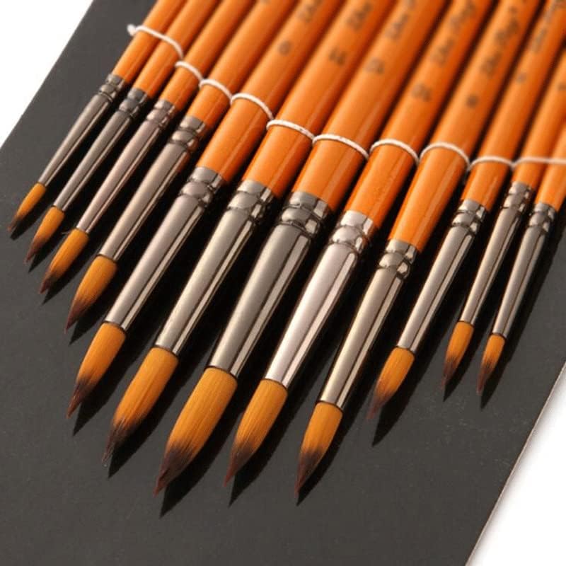 HNKDD 12 adet / takım Sanat Kalem Kanca Hattı Naylon Ahşap Boya Fırçaları Suluboya Yağlıboya Sanat Malzemeleri Seti