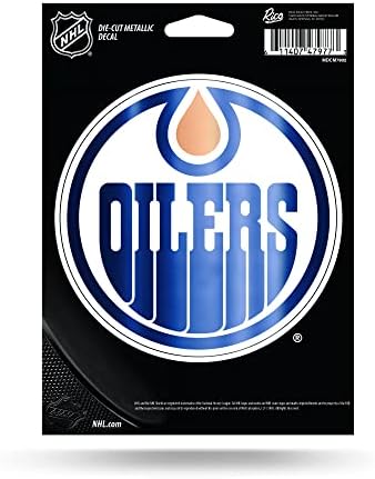 Rıco Industrıes NHL Edmonton Oilers Kalıp Kesim Metalik Etiket 5 x 7 Metalik Kalıp Kesim Çıkartması, 8x5. 75, Beyaz