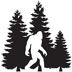 KamıDesıgns Bigfoot Ağaçları Orman Vinil çıkartma Araba Kamyon Van SUV Pencere duvar Kupası Dizüstü Bir 5.5 İnç Siyah