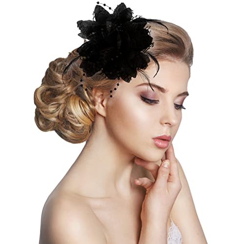 2 Adet Tüy Çiçek saç tokası, Bayanlar Tüyler saç tokası, Fascinator Şapkalar Kadınlar Kızlar için, Gelin Firkete Headdress