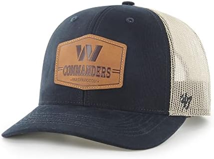 '47 Erkek Siyah / Doğal Washington Komutanları Ham Deri Kamyon Şoförü Ayarlanabilir Şapka