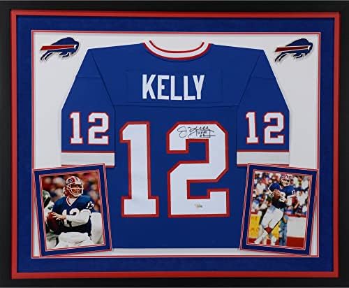 Jim Kelly Buffalo Bills Deluxe Çerçeveli İmzalı Mitchell & Ness Mavi Çoğaltma Forması HOF 02 Yazıtlı-İmzalı NFL Formaları
