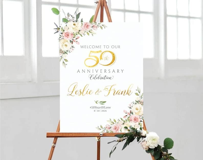 50. Yıldönümü İşareti, Kişiselleştirilmiş Evlilik Yıldönümü İşareti, Allık Krem Süslemeleri, 50. Yıldönümü, 50. yıldönümü