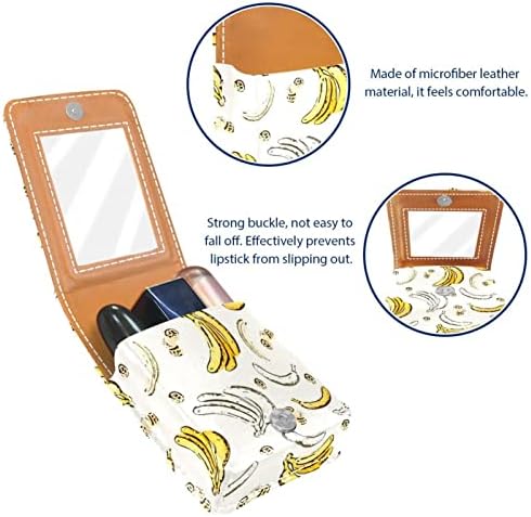 ORYUEKAN Ruj Kılıfı Ayna ile Sevimli Taşınabilir Makyaj Çantası kozmetik torbası, Güzel Desen Meyve Muz