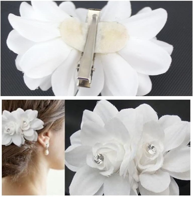 SDFGH 1 Adet Kristal Çiçek saç tokası Çiçek Tarzı Beyaz BarretteWedding Saç Takı Nedime saç aksesuarları (Renk: A,