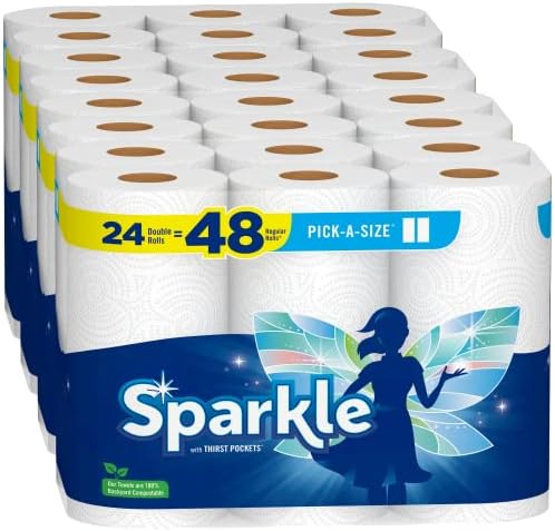 Sparkle ® Pick-A-Size ® Kağıt Havlular , 24 Çift Rulo = 48 Normal Rulo
