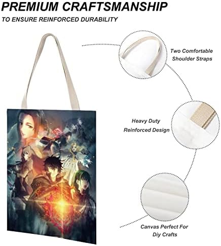 VVEDİK Yükselen Kalkan Kahraman Anime kanvas kadın çantası Kadınlar İçin Yeniden Kullanılabilir alışveriş çantası