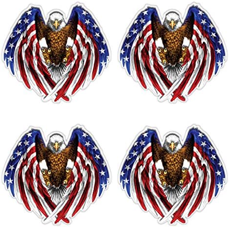 Hit or Miss Tasarımları (4 Paket Yansıtıcı Kel Kartal Amerikan Bayrağı 2 x 2' - Tam Renkli - Baretler, Kasklar, Alet