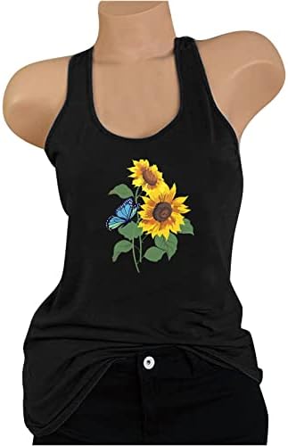 Siyah Kolsuz Tişörtleri Kadın Crewneck Spandex Ayçiçeği Çiçek Salonu Kaşkorse Tankı Üstleri Kaşkorse Gömlek Genç Kız