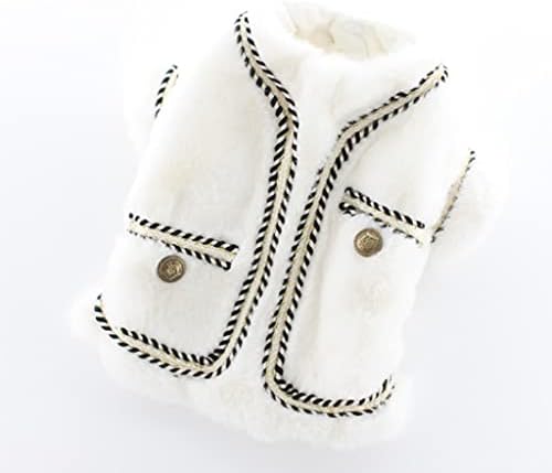 EDİNME Yavru Kış giyim Evcil hayvan Giysileri Yumuşak Rahat Kedi Köpek Sıcak Kazak Kadife Ceket (Renk: Beyaz, Boyut: