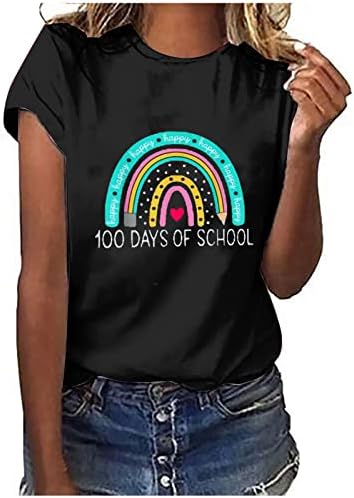 Kısa Kollu T Shirt Bayan Grafik Tees Kızlar Dışarı Çıkmak Üstleri O Boyun Rahat Şık Bluz Komik Baskı T-Shirt Tunik