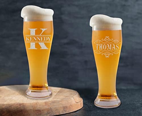 TEEAMORE Kişiselleştirilmiş 16 oz bira bardağı sevgililer Günü Yıldönümü Doğum Günü Pilsner Gözlük Eve Taşınma Hediye