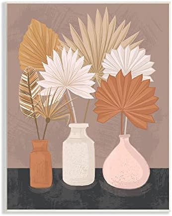 Stupell Industries Palmiye Yaprakları Saksı Bitki Hayranları Bohem Natürmort, Lisa Perry Whitebutton Tasarımı