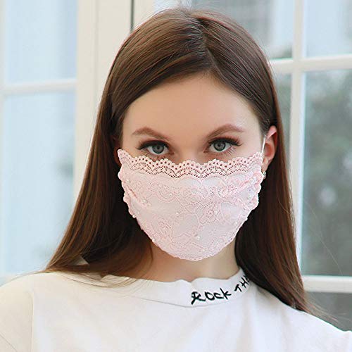 YienDoo Moda Dantel Maskesi İnci Seksi Kapak Yüz Maskesi Dekorasyon Maskesi Takı Kadınlar ve Kızlar için (Pembe)