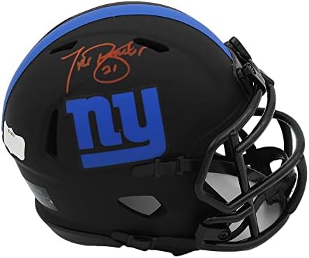 Tiki Berber İmzalı New York Giants Hız Tutulması NFL Mini Kask-İmzalı NFL Mini Kasklar