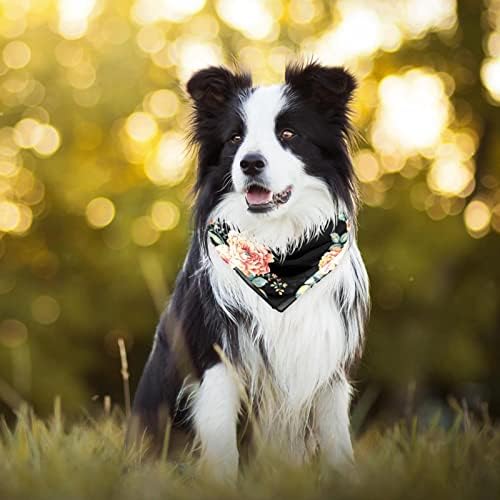 Dekoratif Zarif Çiçek Desen Köpek Bandanalar, 2 Paket Yumuşak Yıkanabilir Pet Eşarp Üçgen Büyük Köpekler Yavru ve