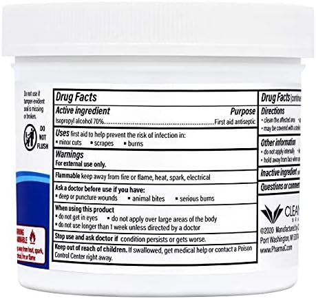 Pharma-C Cilt Bakım Değeri Paketi. ABD'de üretilen bir kutu 40 Cadı Fındığı Mendili ve bir Kavanoz 100 İzopropil Alkol
