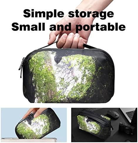 Taşıma Çantası Seyahat Kılıfı Çanta USB Kablosu Organizatör Cep Aksesuar Fermuar Cüzdan, kalp Şeklinde Mağara Orman